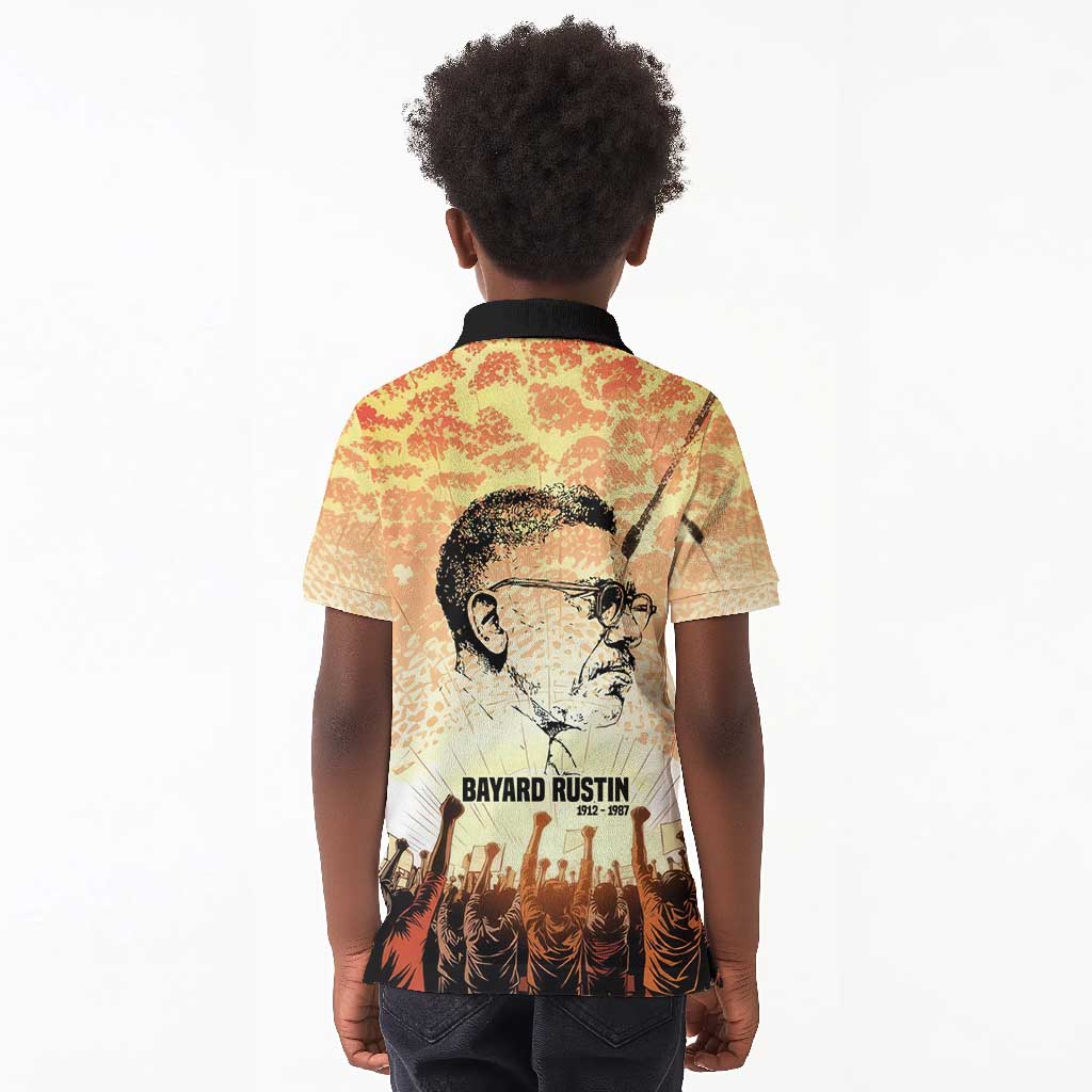 Bayard Rustin Kid Polo Shirt with Radical Nonviolence Design Protest Crowd and Courage Civil Rights Tribute - Wonder Print Shop