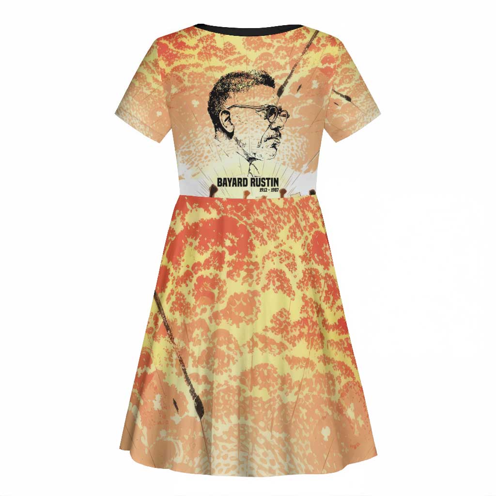 Bayard Rustin Kid Short Sleeve Dress with Radical Nonviolence Design Protest Crowd and Courage Civil Rights Tribute - Wonder Print Shop