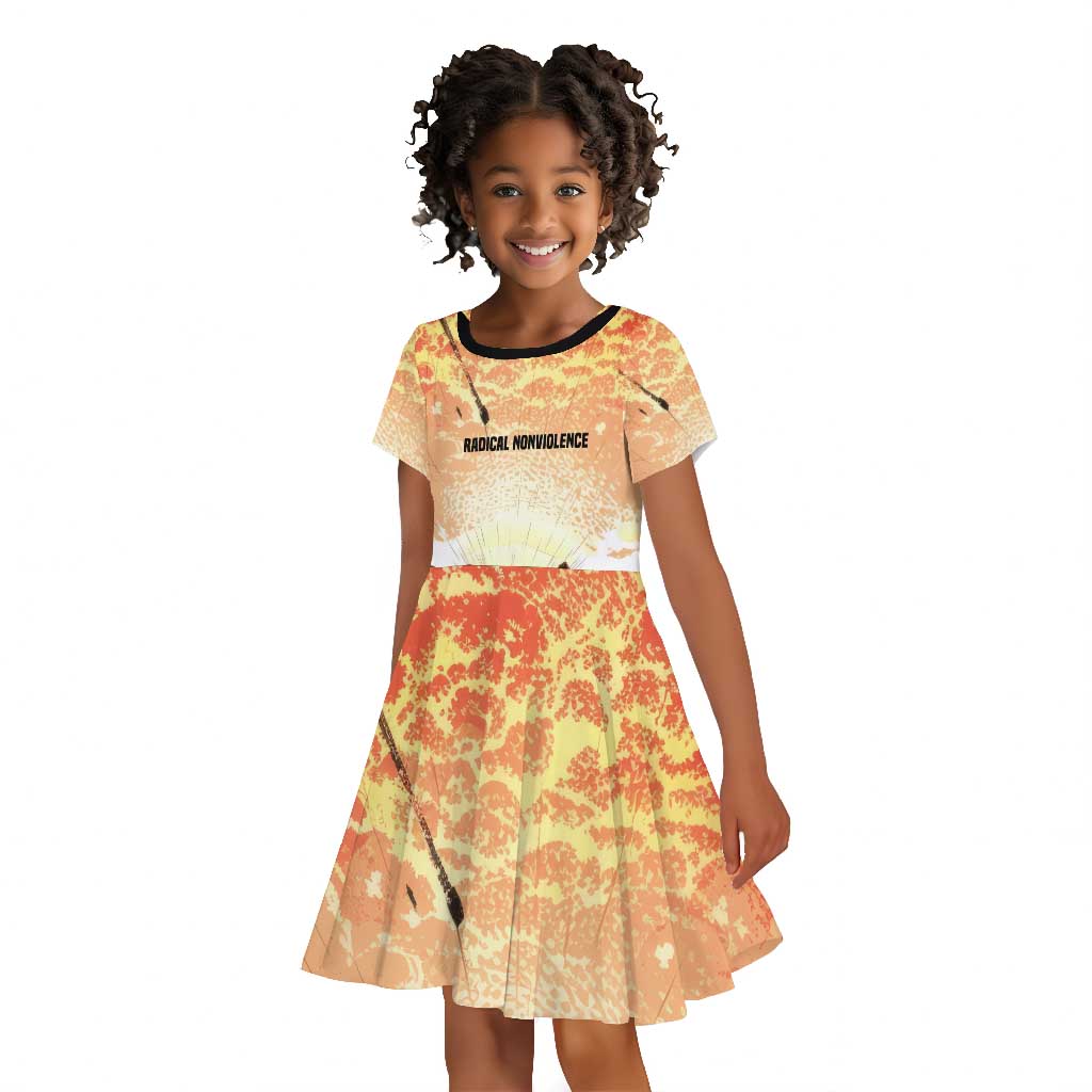 Bayard Rustin Kid Short Sleeve Dress with Radical Nonviolence Design Protest Crowd and Courage Civil Rights Tribute - Wonder Print Shop