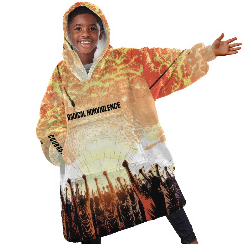 Bayard Rustin Kid Wearable Blanket Hoodie with Radical Nonviolence Design Protest Crowd and Courage Civil Rights Tribute - Wonder Print Shop