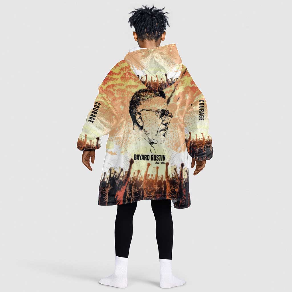 Bayard Rustin Kid Wearable Blanket Hoodie with Radical Nonviolence Design Protest Crowd and Courage Civil Rights Tribute - Wonder Print Shop