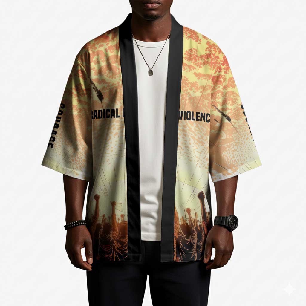 Bayard Rustin Kimono with Radical Nonviolence Design Protest Crowd and Courage Civil Rights Tribute - Wonder Print Shop
