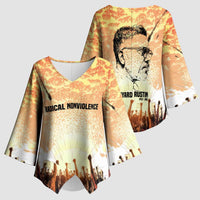 Bayard Rustin Kimono Sleeve Blouse with Radical Nonviolence Design Protest Crowd and Courage Civil Rights Tribute - Wonder Print Shop