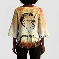 Bayard Rustin Kimono Sleeve Blouse with Radical Nonviolence Design Protest Crowd and Courage Civil Rights Tribute - Wonder Print Shop