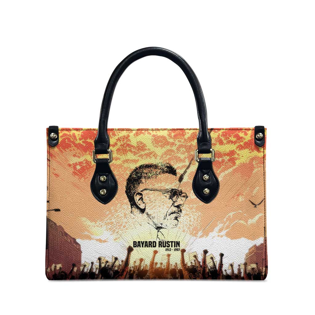 Bayard Rustin Leather Bag with Radical Nonviolence Design Protest Crowd and Courage Civil Rights Tribute - Wonder Print Shop