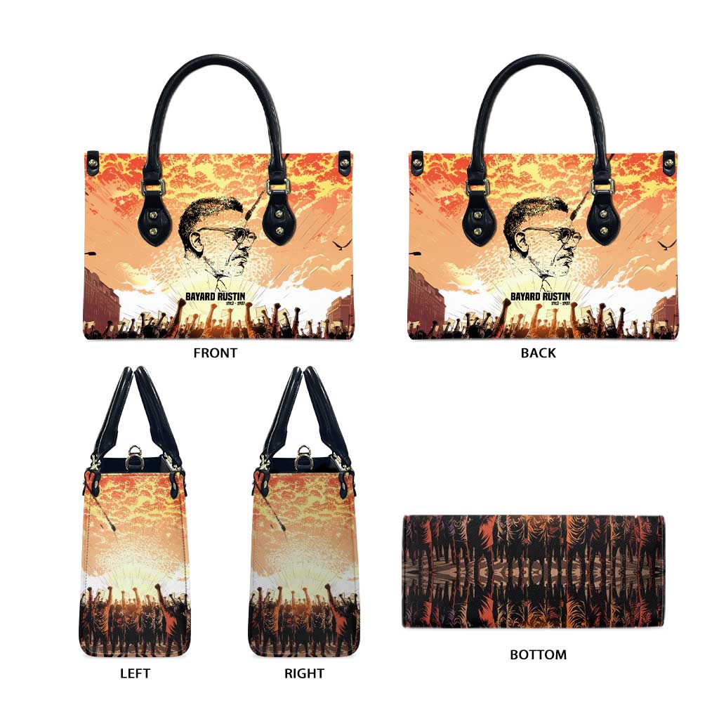 Bayard Rustin Leather Bag with Radical Nonviolence Design Protest Crowd and Courage Civil Rights Tribute - Wonder Print Shop