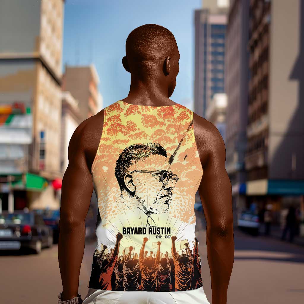 Bayard Rustin Men Tank Top with Radical Nonviolence Design Protest Crowd and Courage Civil Rights Tribute - Wonder Print Shop