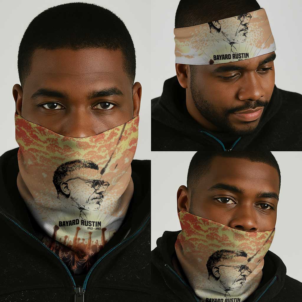 Bayard Rustin Neck Gaiter with Radical Nonviolence Design Protest Crowd and Courage Civil Rights Tribute - Wonder Print Shop