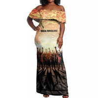 Bayard Rustin Off Shoulder Maxi Dress with Radical Nonviolence Design Protest Crowd and Courage Civil Rights Tribute - Wonder Print Shop