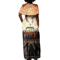 Bayard Rustin Off Shoulder Maxi Dress with Radical Nonviolence Design Protest Crowd and Courage Civil Rights Tribute - Wonder Print Shop