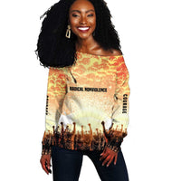 Bayard Rustin Off Shoulder Sweater with Radical Nonviolence Design Protest Crowd and Courage Civil Rights Tribute - Wonder Print Shop