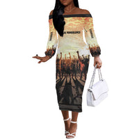 Bayard Rustin Off The Shoulder Long Sleeve Dress with Radical Nonviolence Design Protest Crowd and Courage Civil Rights Tribute - Wonder Print Shop