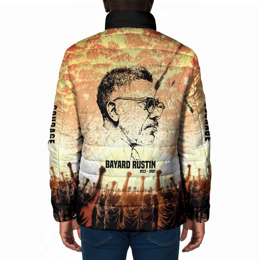 Bayard Rustin Padded Jacket with Radical Nonviolence Design Protest Crowd and Courage Civil Rights Tribute - Wonder Print Shop