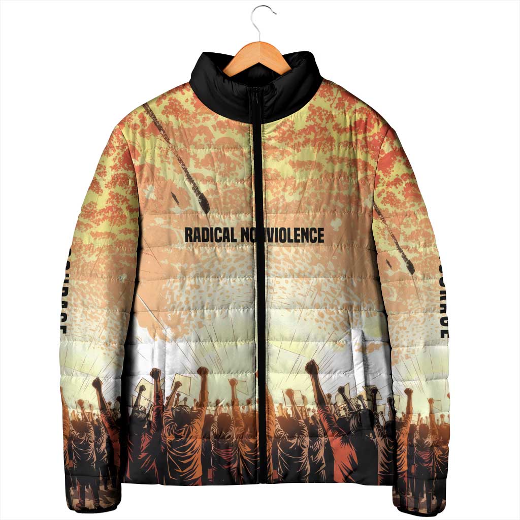 Bayard Rustin Padded Jacket with Radical Nonviolence Design Protest Crowd and Courage Civil Rights Tribute - Wonder Print Shop
