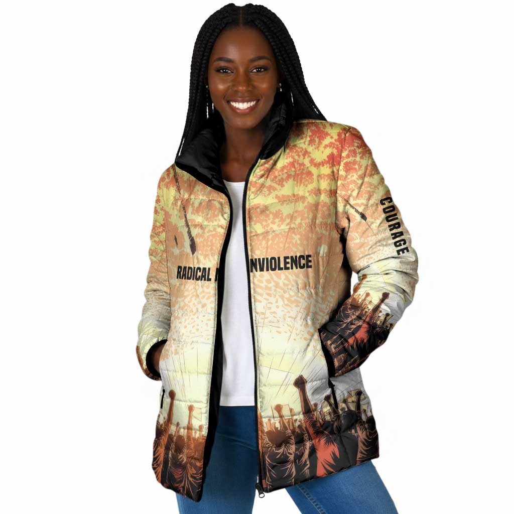 Bayard Rustin Padded Jacket with Radical Nonviolence Design Protest Crowd and Courage Civil Rights Tribute - Wonder Print Shop