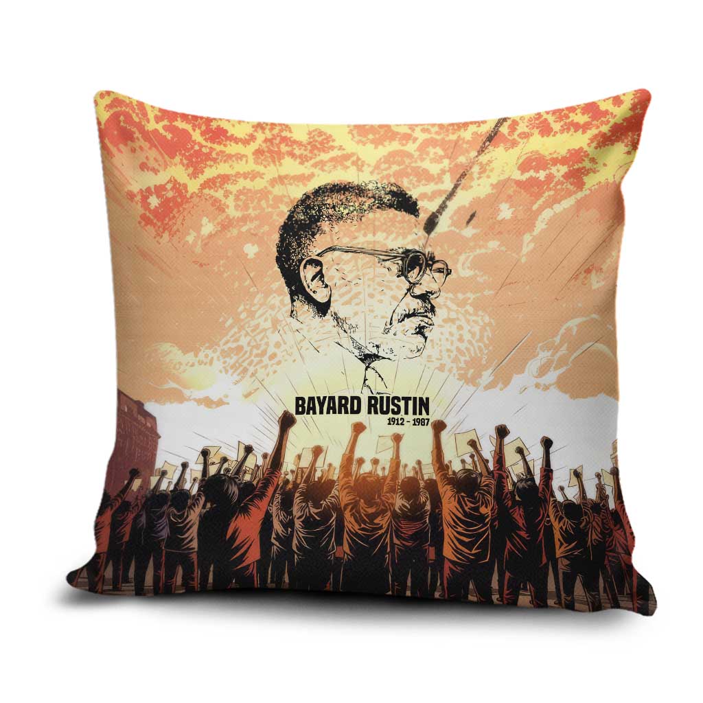 Bayard Rustin Pillow Cover with Radical Nonviolence Design Protest Crowd and Courage Civil Rights Tribute - Wonder Print Shop