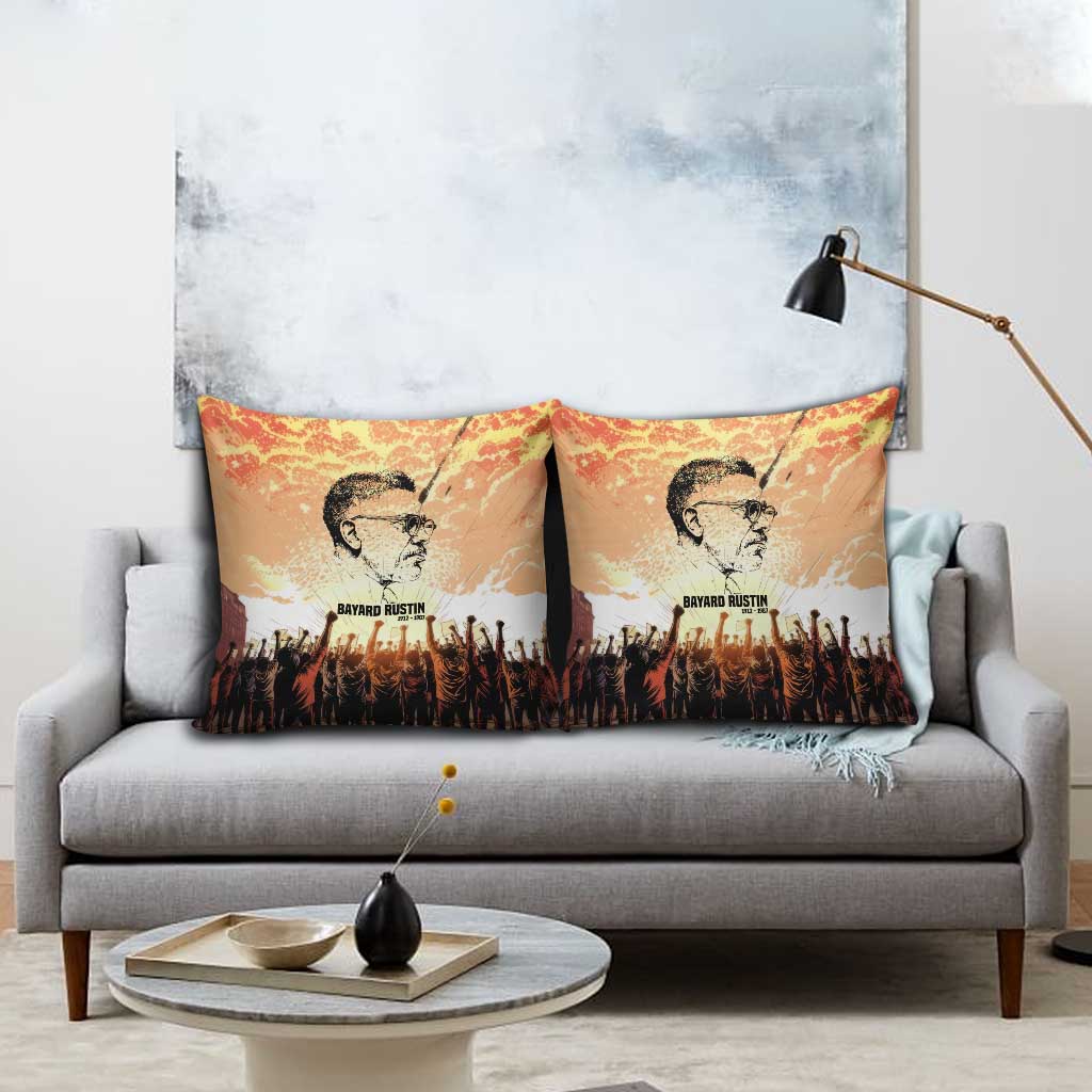 Bayard Rustin Pillow Cover with Radical Nonviolence Design Protest Crowd and Courage Civil Rights Tribute - Wonder Print Shop