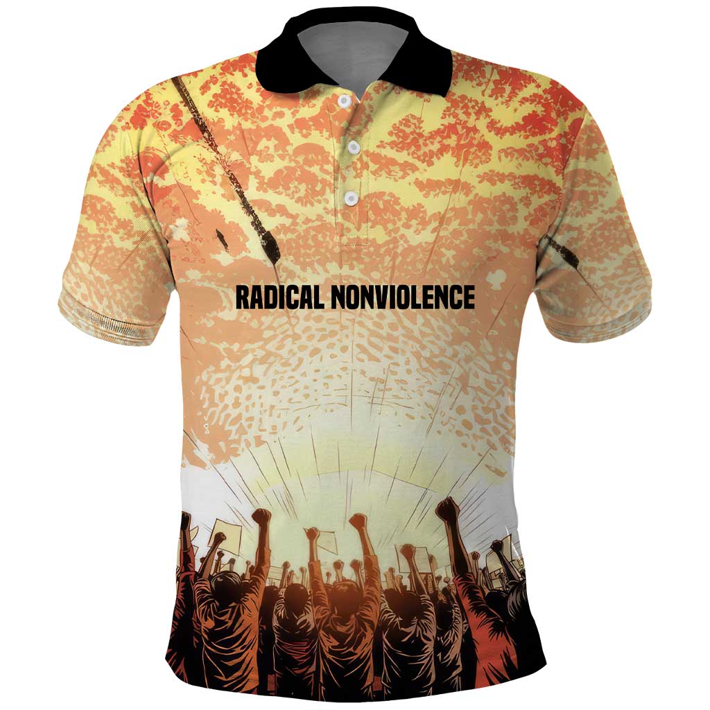 Bayard Rustin Polo Shirt with Radical Nonviolence Design Protest Crowd and Courage Civil Rights Tribute - Wonder Print Shop
