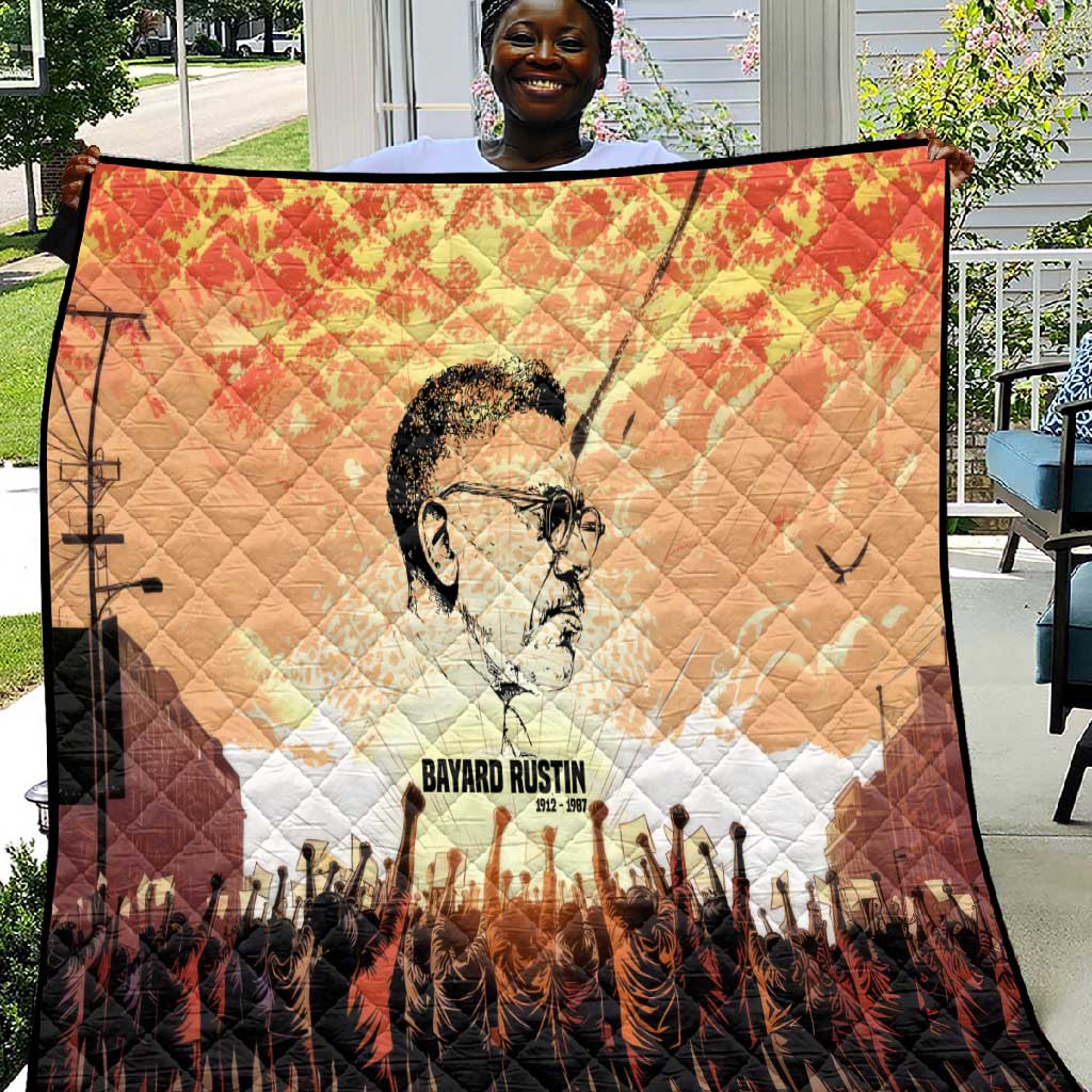Bayard Rustin Quilt with Radical Nonviolence Design Protest Crowd and Courage Civil Rights Tribute - Wonder Print Shop