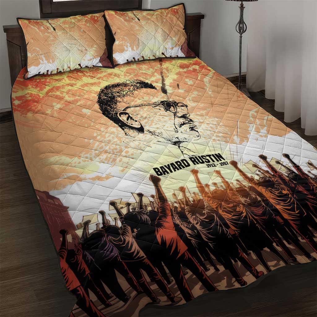 Bayard Rustin Quilt Bed Set with Radical Nonviolence Design Protest Crowd and Courage Civil Rights Tribute - Wonder Print Shop