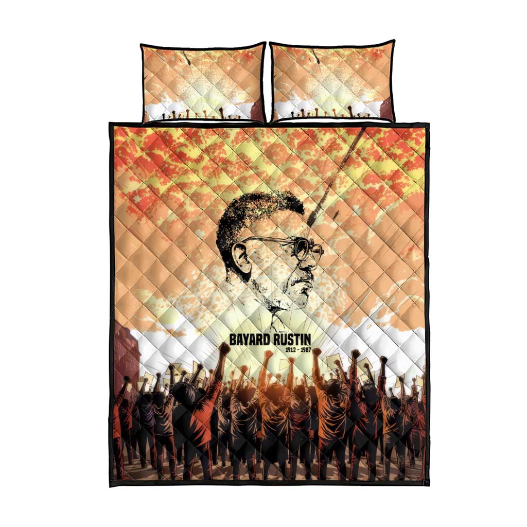 Bayard Rustin Quilt Bed Set with Radical Nonviolence Design Protest Crowd and Courage Civil Rights Tribute - Wonder Print Shop