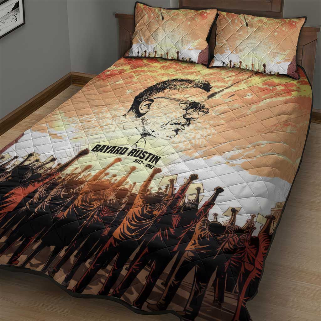 Bayard Rustin Quilt Bed Set with Radical Nonviolence Design Protest Crowd and Courage Civil Rights Tribute - Wonder Print Shop