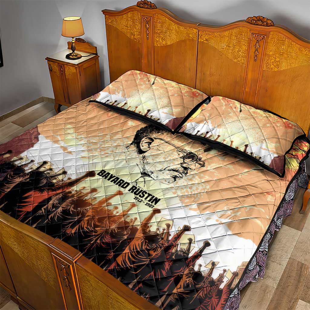 Bayard Rustin Quilt Bed Set with Radical Nonviolence Design Protest Crowd and Courage Civil Rights Tribute - Wonder Print Shop