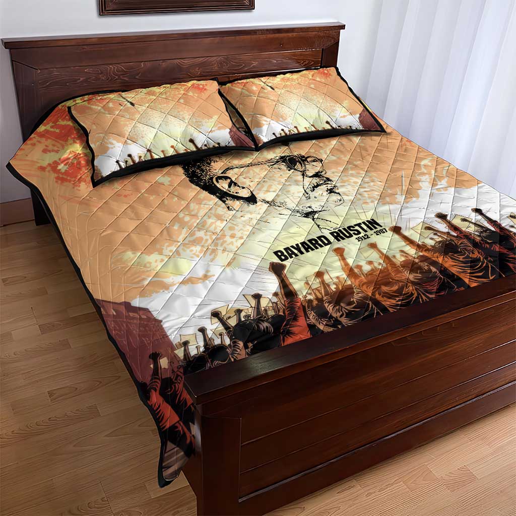 Bayard Rustin Quilt Bed Set with Radical Nonviolence Design Protest Crowd and Courage Civil Rights Tribute - Wonder Print Shop
