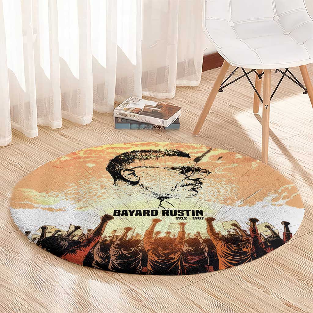 Bayard Rustin Round Carpet with Radical Nonviolence Design Protest Crowd and Courage Civil Rights Tribute - Wonder Print Shop