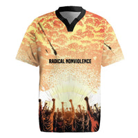 Bayard Rustin Rugby Jersey with Radical Nonviolence Design Protest Crowd and Courage Civil Rights Tribute - Wonder Print Shop