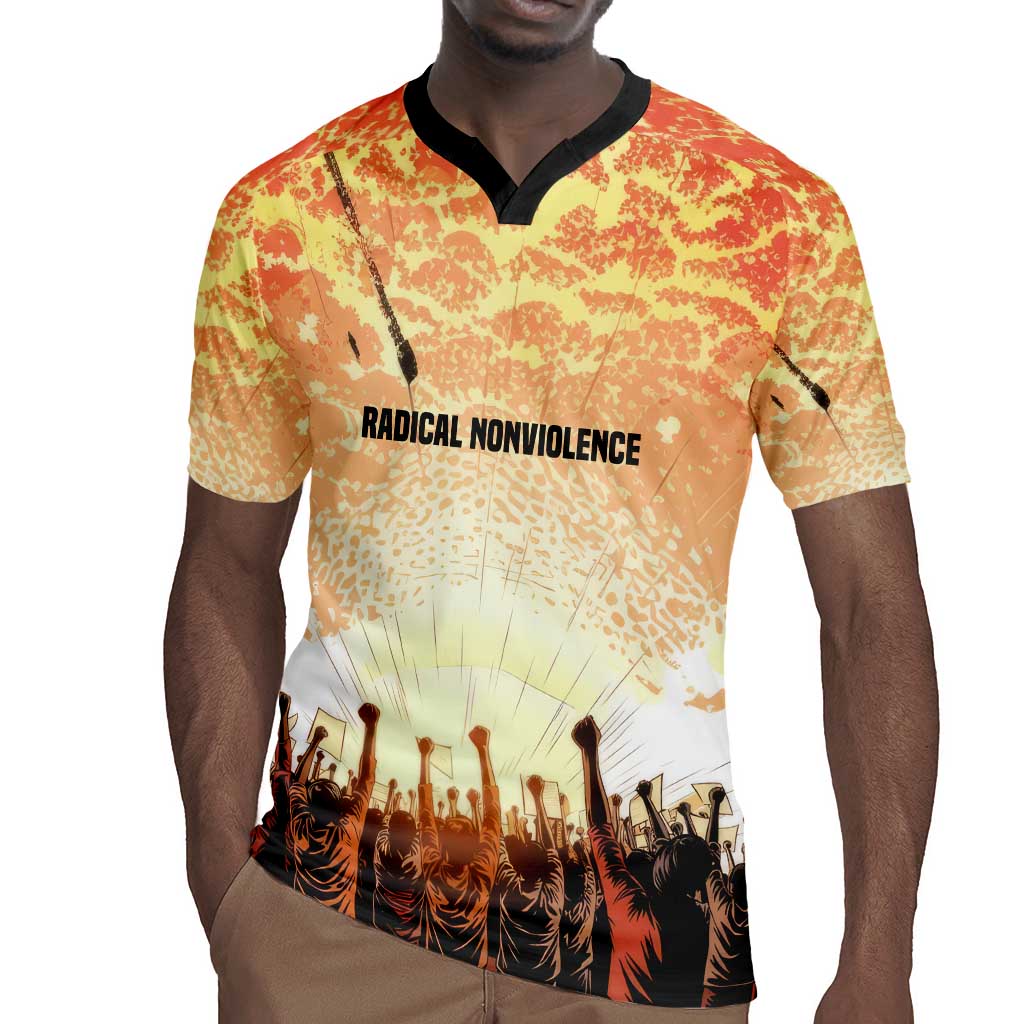 Bayard Rustin Rugby Jersey with Radical Nonviolence Design Protest Crowd and Courage Civil Rights Tribute - Wonder Print Shop