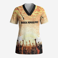 Bayard Rustin Scrub Top with Radical Nonviolence Design Protest Crowd and Courage Civil Rights Tribute - Wonder Print Shop
