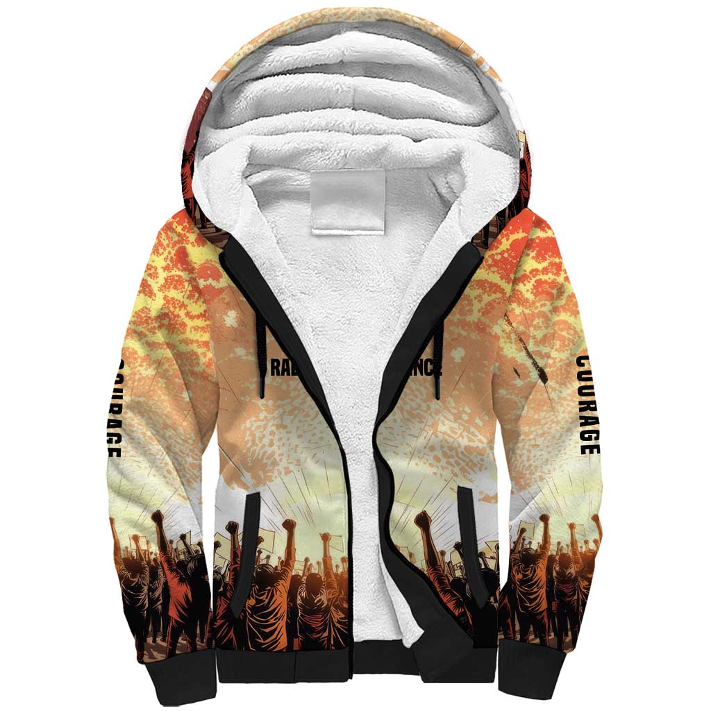 Bayard Rustin Sherpa Hoodie with Radical Nonviolence Design Protest Crowd and Courage Civil Rights Tribute - Wonder Print Shop