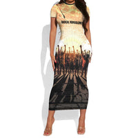 Bayard Rustin Short Sleeve Bodycon Dress with Radical Nonviolence Design Protest Crowd and Courage Civil Rights Tribute - Wonder Print Shop