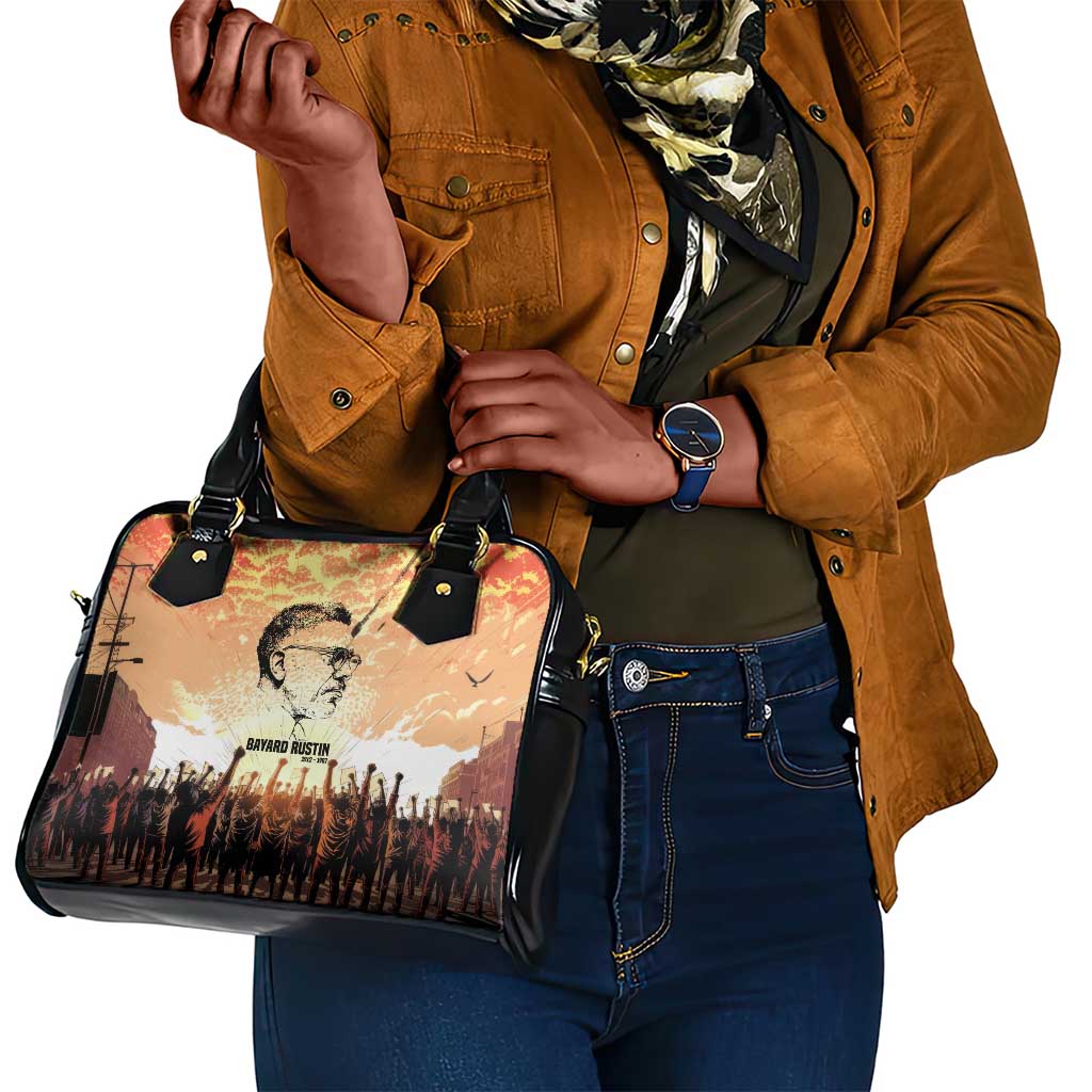 Bayard Rustin Shoulder Handbag with Radical Nonviolence Design Protest Crowd and Courage Civil Rights Tribute - Wonder Print Shop