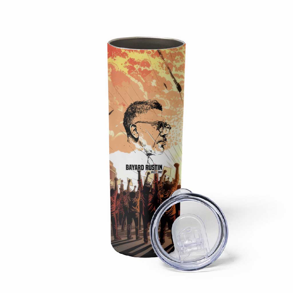 Bayard Rustin Skinny Tumbler with Radical Nonviolence Design Protest Crowd and Courage Civil Rights Tribute - Wonder Print Shop