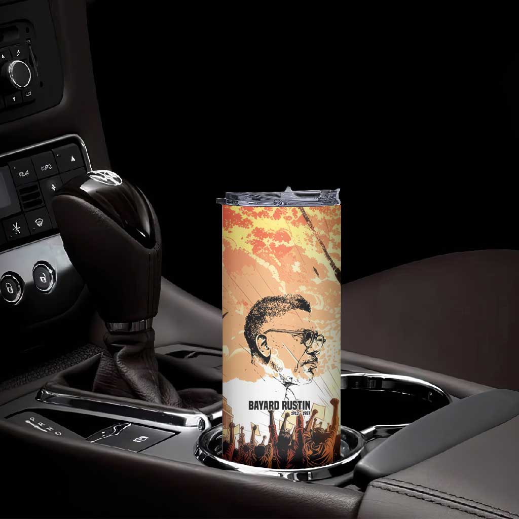 Bayard Rustin Skinny Tumbler with Radical Nonviolence Design Protest Crowd and Courage Civil Rights Tribute - Wonder Print Shop