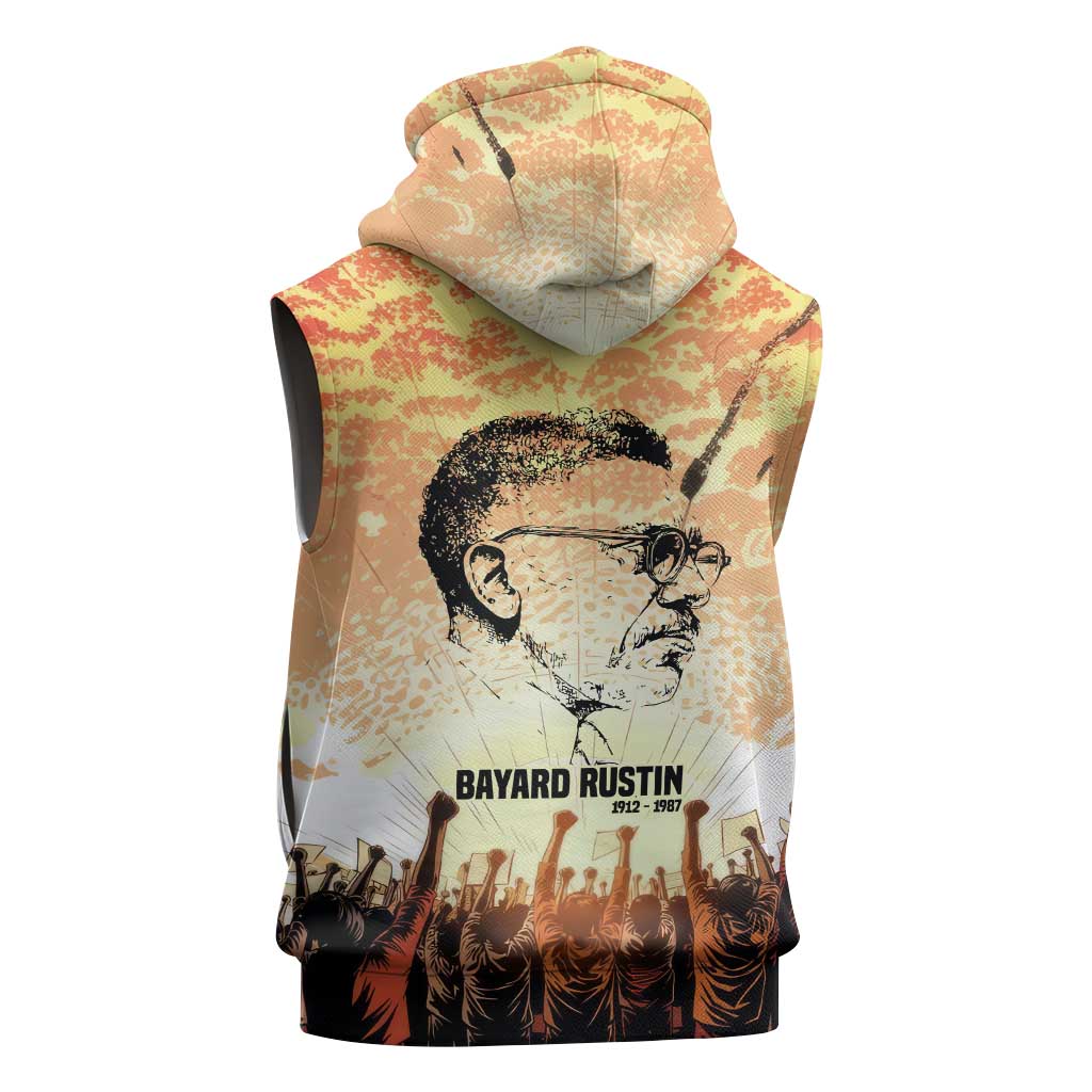 Bayard Rustin Sleeveless Hoodie with Radical Nonviolence Design Protest Crowd and Courage Civil Rights Tribute - Wonder Print Shop