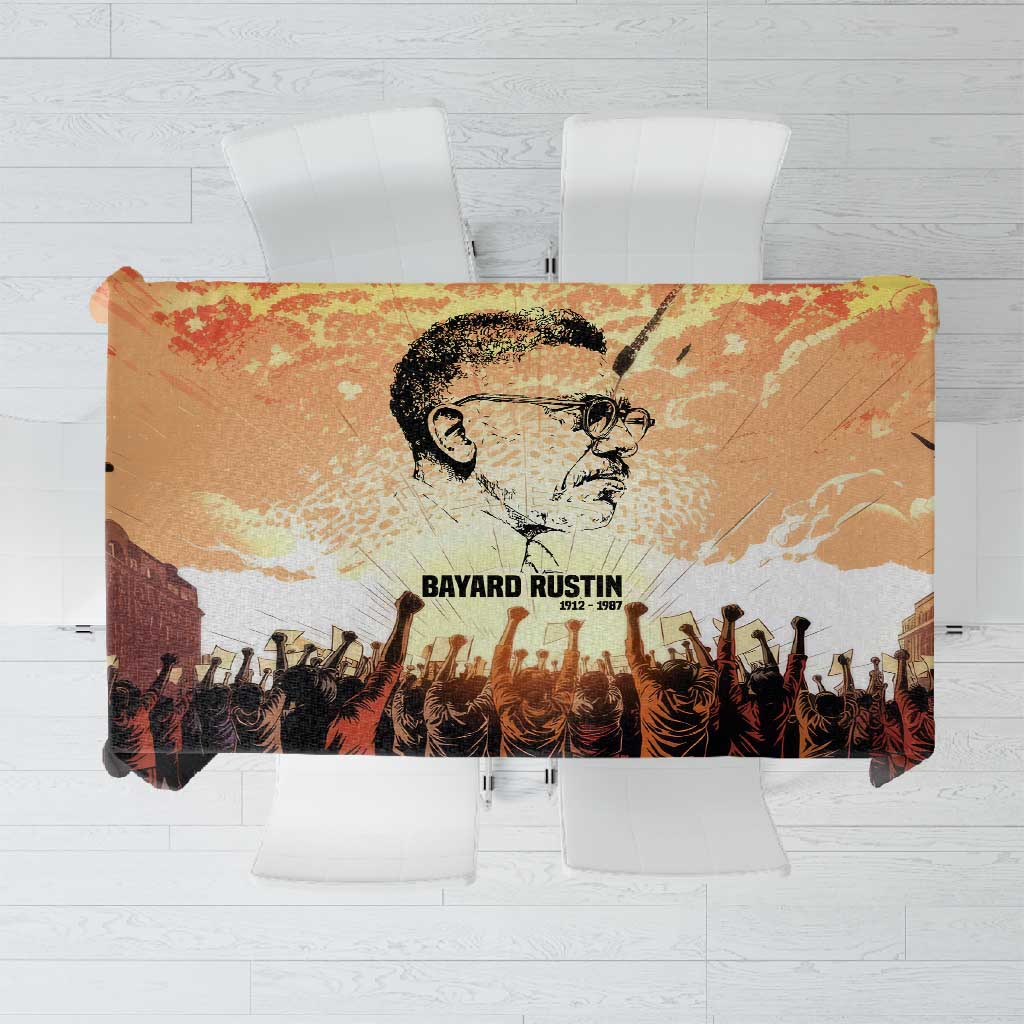 Bayard Rustin Tablecloth with Radical Nonviolence Design Protest Crowd and Courage Civil Rights Tribute - Wonder Print Shop