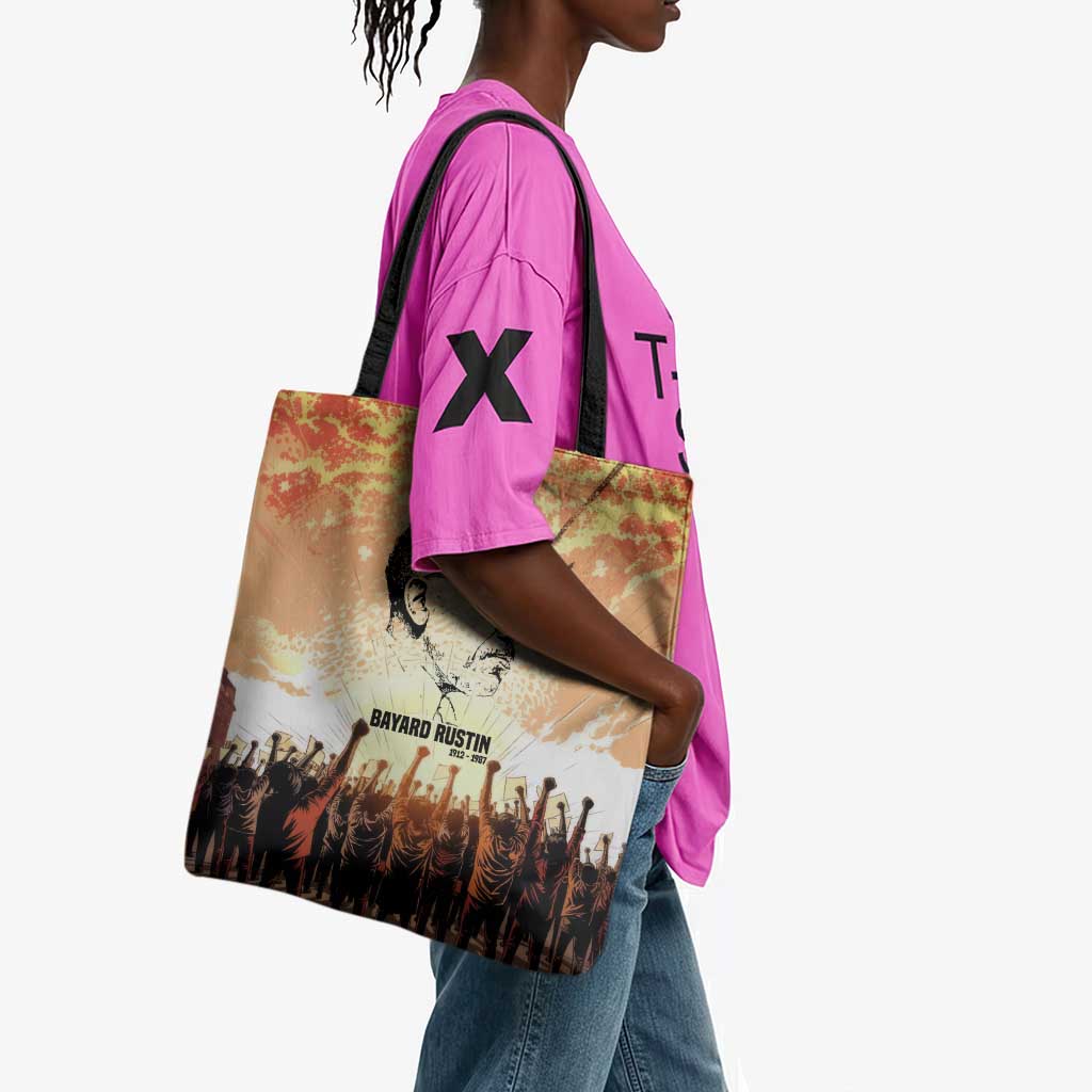 Bayard Rustin Tote Bag with Radical Nonviolence Design Protest Crowd and Courage Civil Rights Tribute - Wonder Print Shop