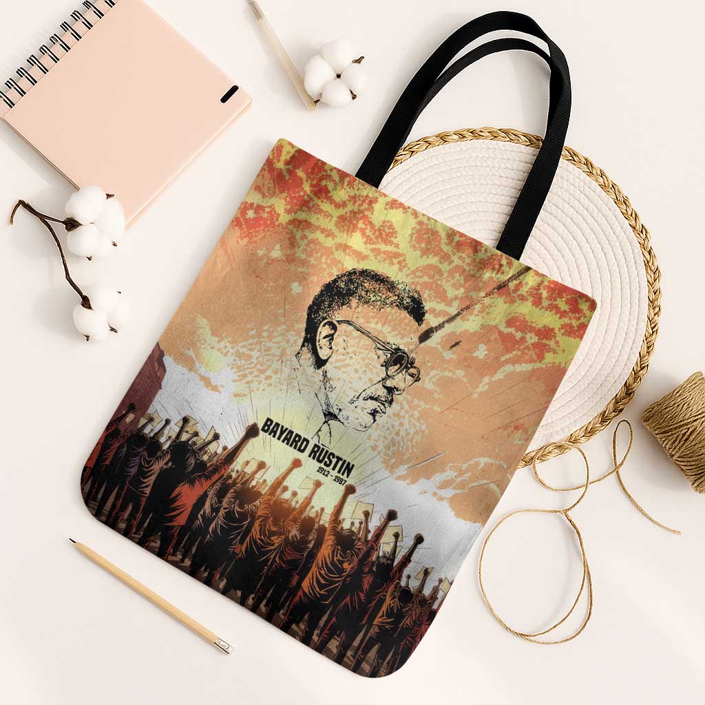 Bayard Rustin Tote Bag with Radical Nonviolence Design Protest Crowd and Courage Civil Rights Tribute - Wonder Print Shop