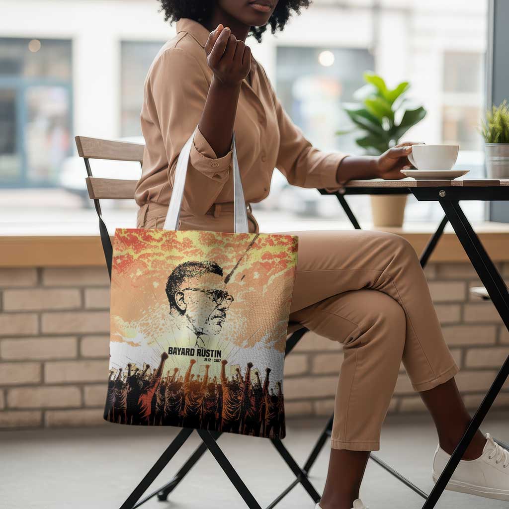 Bayard Rustin Tote Bag with Radical Nonviolence Design Protest Crowd and Courage Civil Rights Tribute - Wonder Print Shop