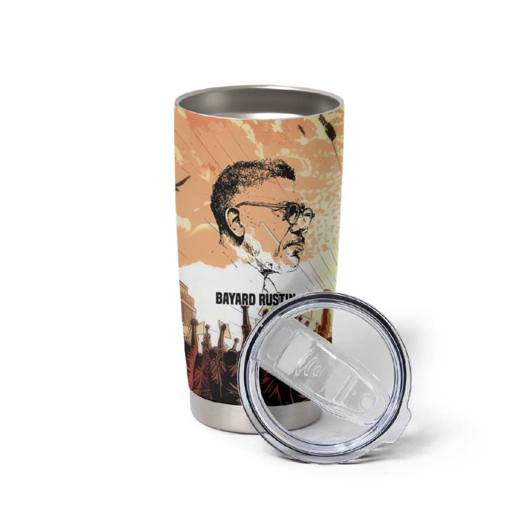 Bayard Rustin Tumbler Cup with Radical Nonviolence Design Protest Crowd and Courage Civil Rights Tribute - Wonder Print Shop