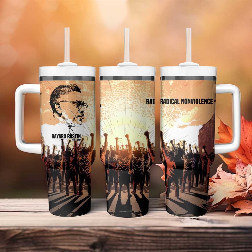 Bayard Rustin Tumbler With Handle with Radical Nonviolence Design Protest Crowd and Courage Civil Rights Tribute - Wonder Print Shop