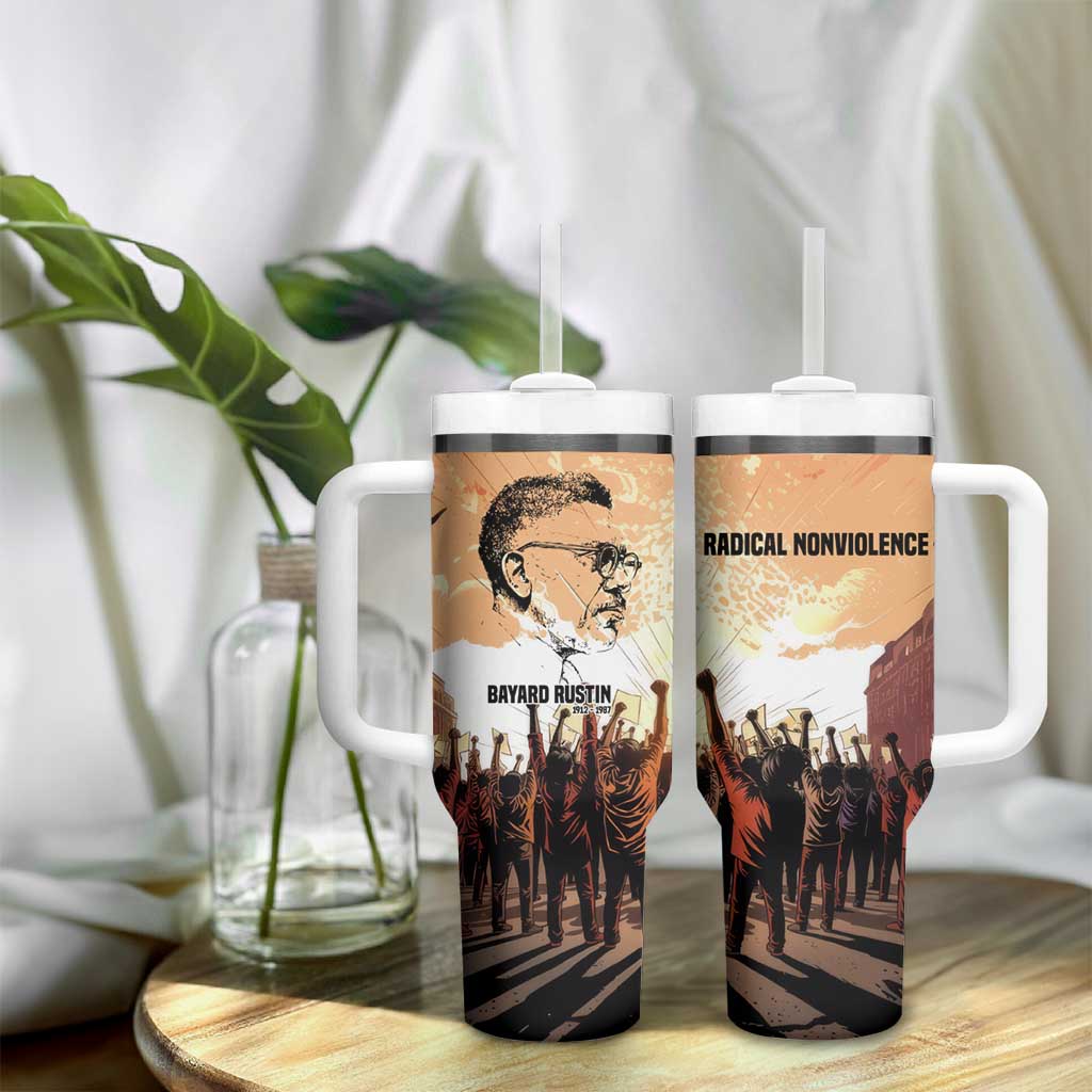 Bayard Rustin Tumbler With Handle with Radical Nonviolence Design Protest Crowd and Courage Civil Rights Tribute - Wonder Print Shop