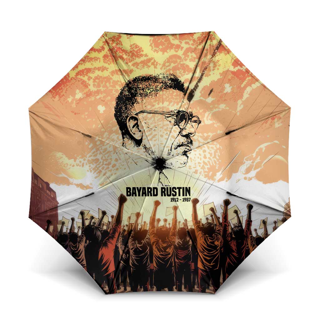 Bayard Rustin Umbrella with Radical Nonviolence Design Protest Crowd and Courage Civil Rights Tribute - Wonder Print Shop