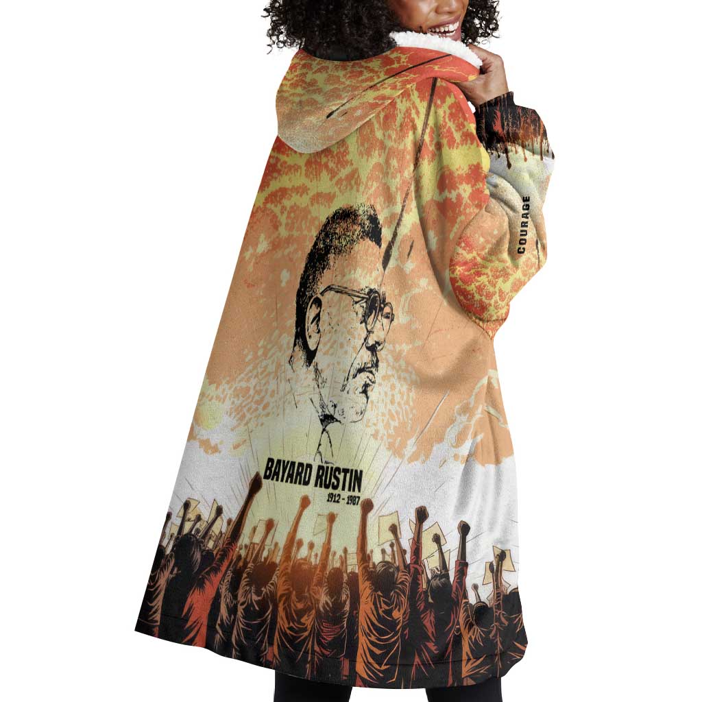 Bayard Rustin Wearable Blanket Hoodie with Radical Nonviolence Design Protest Crowd and Courage Civil Rights Tribute - Wonder Print Shop