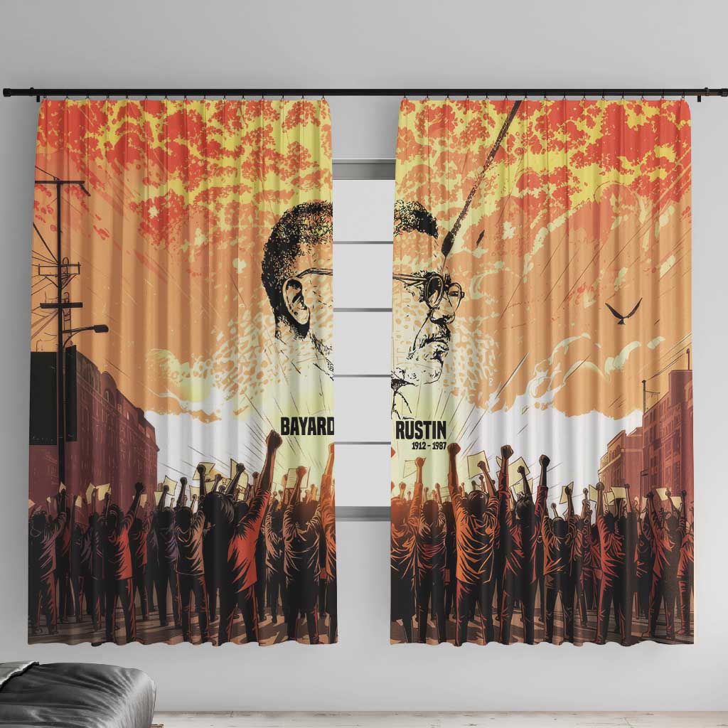 Bayard Rustin Window Curtain with Radical Nonviolence Design Protest Crowd and Courage Civil Rights Tribute - Wonder Print Shop