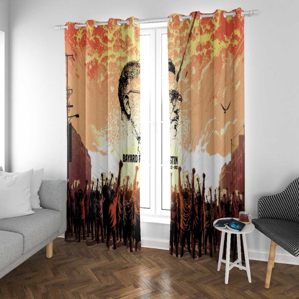 Bayard Rustin Window Curtain with Radical Nonviolence Design Protest Crowd and Courage Civil Rights Tribute - Wonder Print Shop