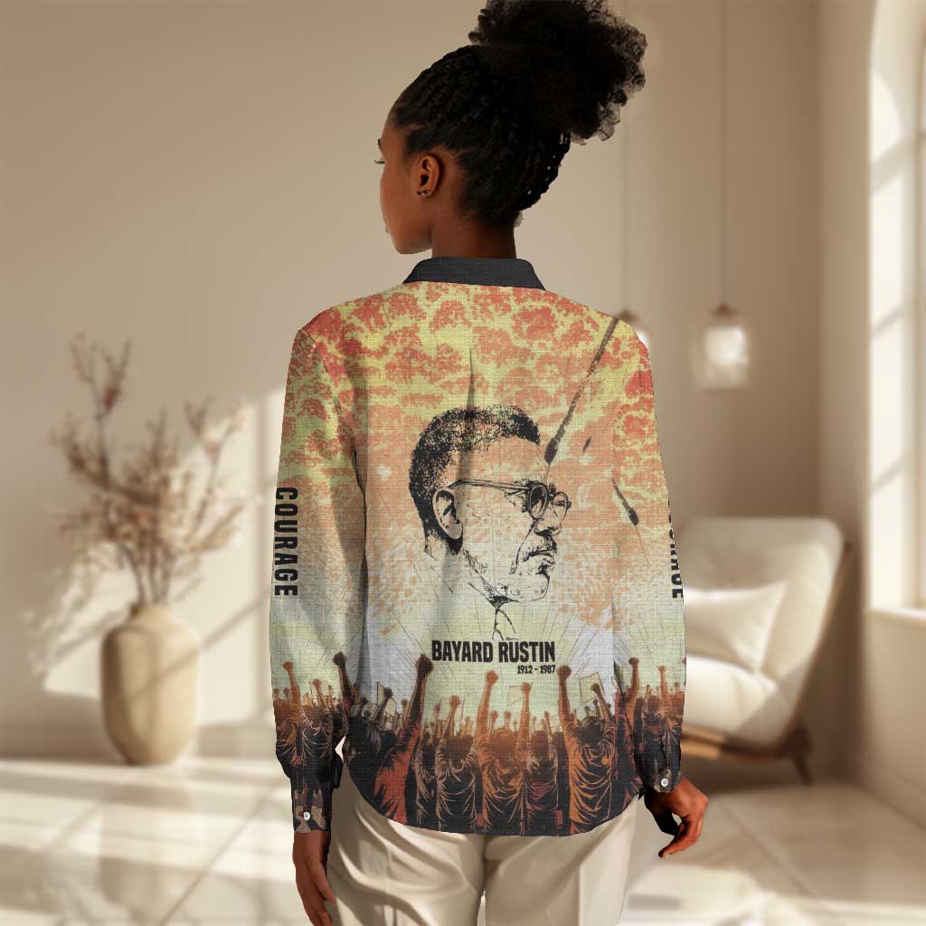 Bayard Rustin Women Casual Shirt with Radical Nonviolence Design Protest Crowd and Courage Civil Rights Tribute - Wonder Print Shop